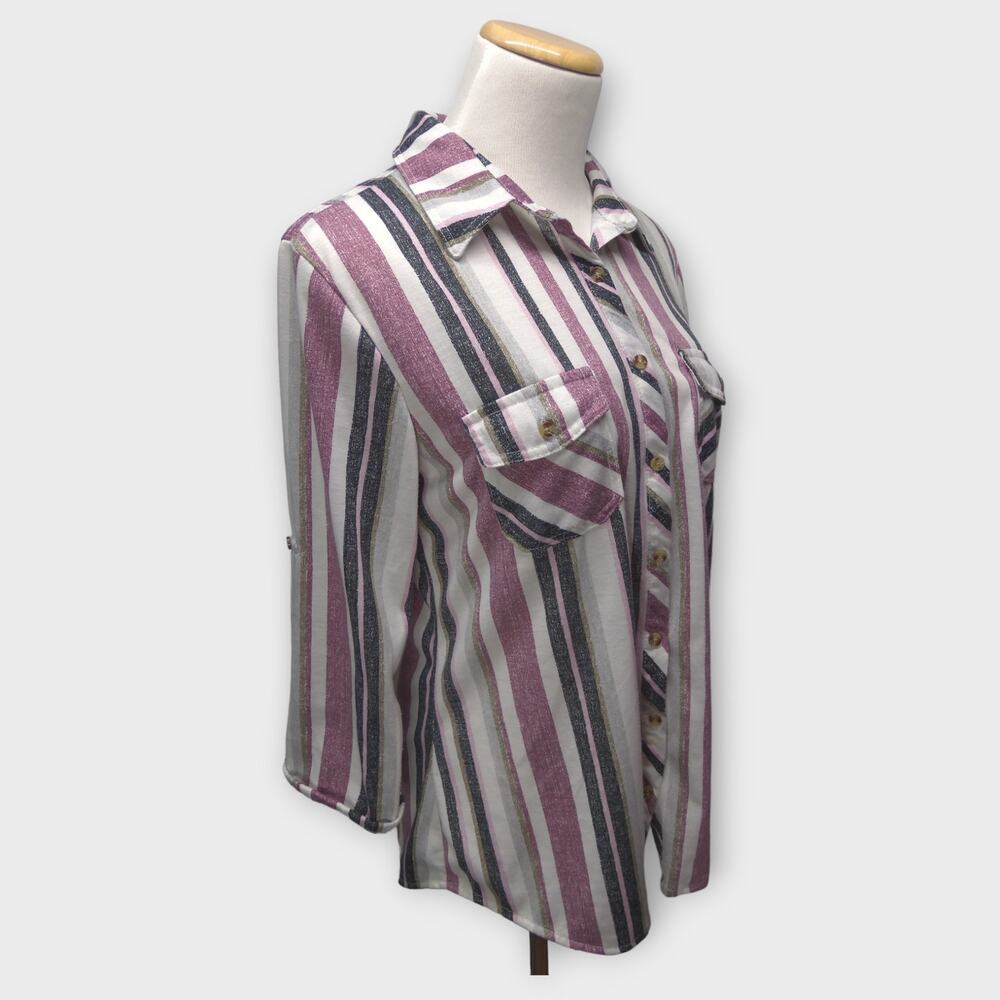 Women's Eden & Olivia Striped Button Up Blouse Size Medium - Picture 9 of 9